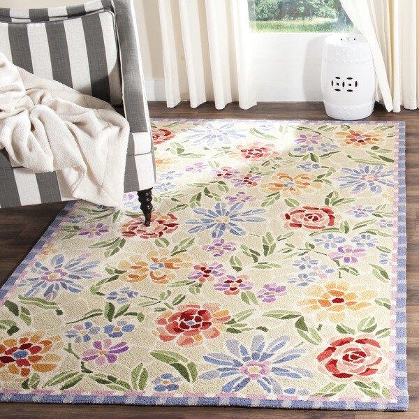Safavieh Hand-hooked Mosaic Ivory Wool Rug - 7'9 x 9'9