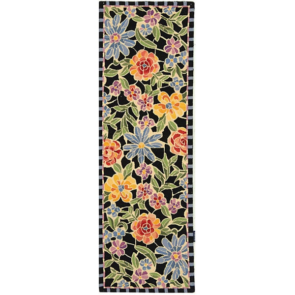 Shop Safavieh Handhooked Mosaic Black Wool Runner Rug 2'6 x 8' On