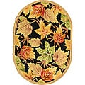 Safavieh Hand-hooked Foliage Black Wool Rug - 4'6" x 6'6" oval