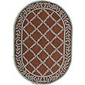 Safavieh Hand-hooked Brown/ Turquoise Blue Wool Rug (7'6 x 9'6 Oval)