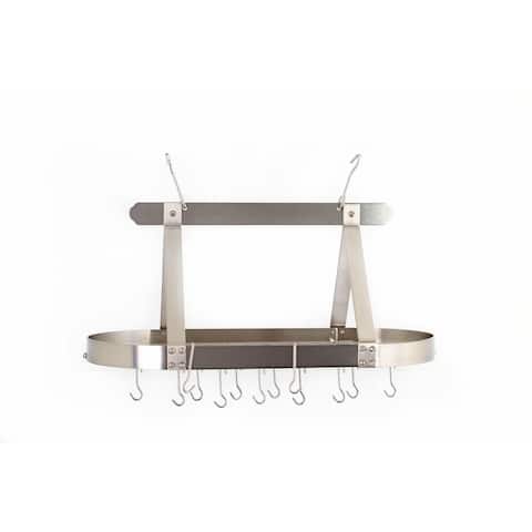 Old Dutch Oval Hanging Pot Rack with Grid & 16 Hooks