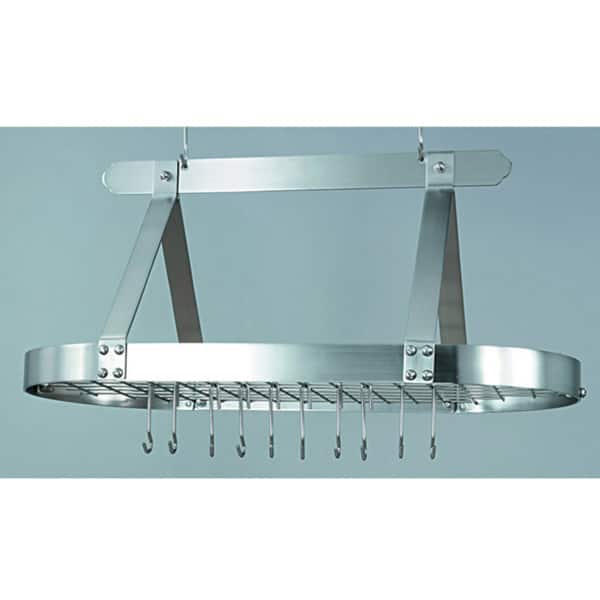 Old Dutch Oval Hanging Pot Rack with Grid & 16 Hooks