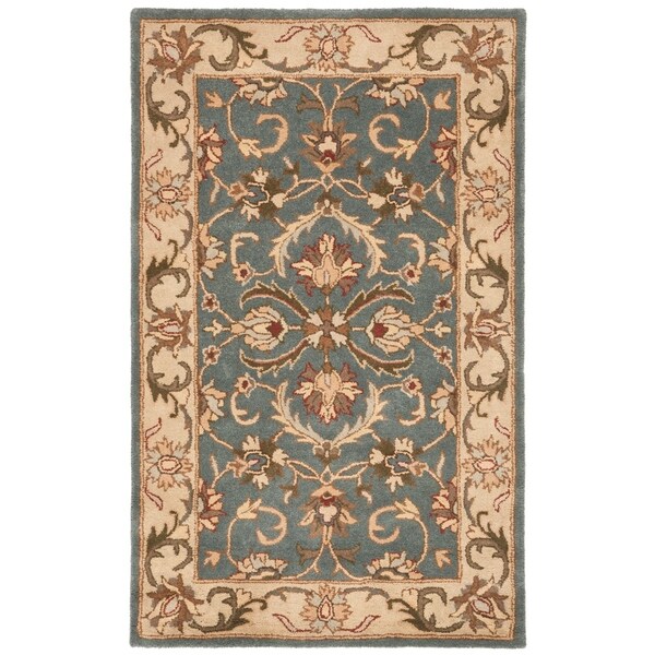 Safavieh Handmade Heritage Timeless Traditional Blue/ Beige Wool Rug - 3' x 5'
