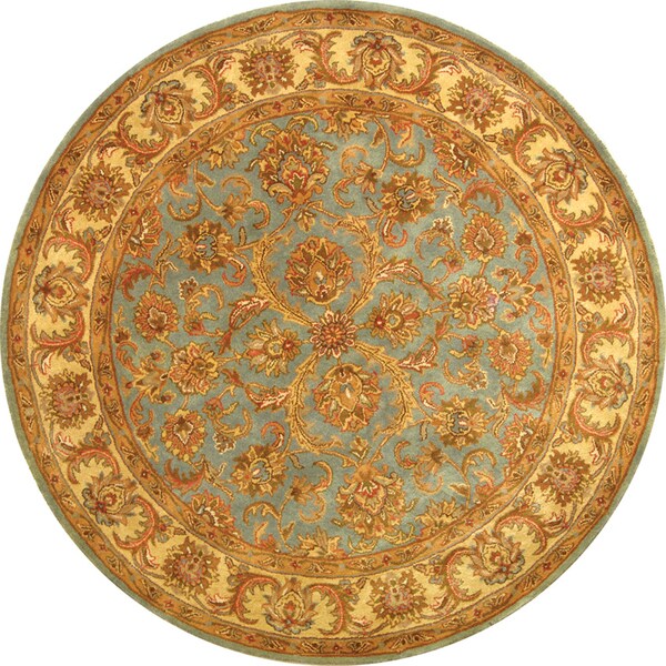 Safavieh Handmade Heritage Timeless Traditional Blue/ Beige Wool Rug - 3'6" x 3'6" round