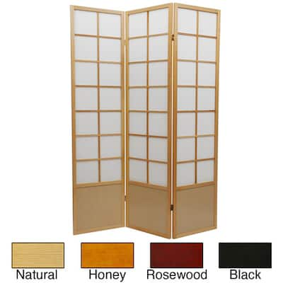 Handmade Wood and Rice Paper 6-foot 5-panel Zen Room Divider (China)