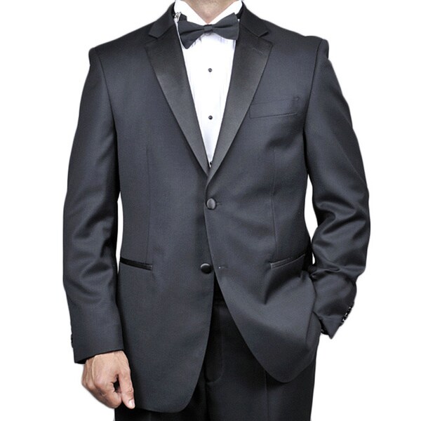 Shop Men's Black Wool 2-button Tuxedo - Overstock - 3725735