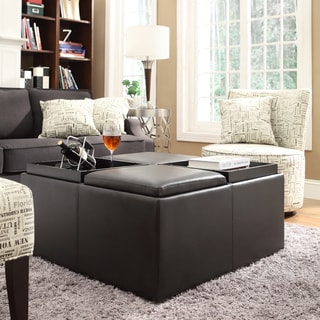 Montrose Faux Dark Brown Leather Storage Ottoman by iNSPIRE Q Classic - On Sale - Overstock - 3725836