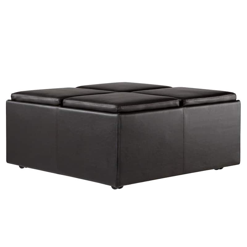 Montrose Faux Dark Brown Leather Storage Ottoman by iNSPIRE Q Classic