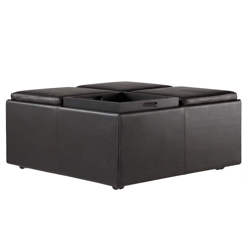 Montrose Faux Dark Brown Leather Storage Ottoman by iNSPIRE Q Classic