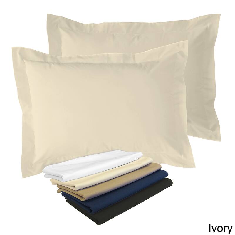Cotton Blend Poplin Tailored Decorative Pillow Shams (Pack of 2) - Ivory - Standard