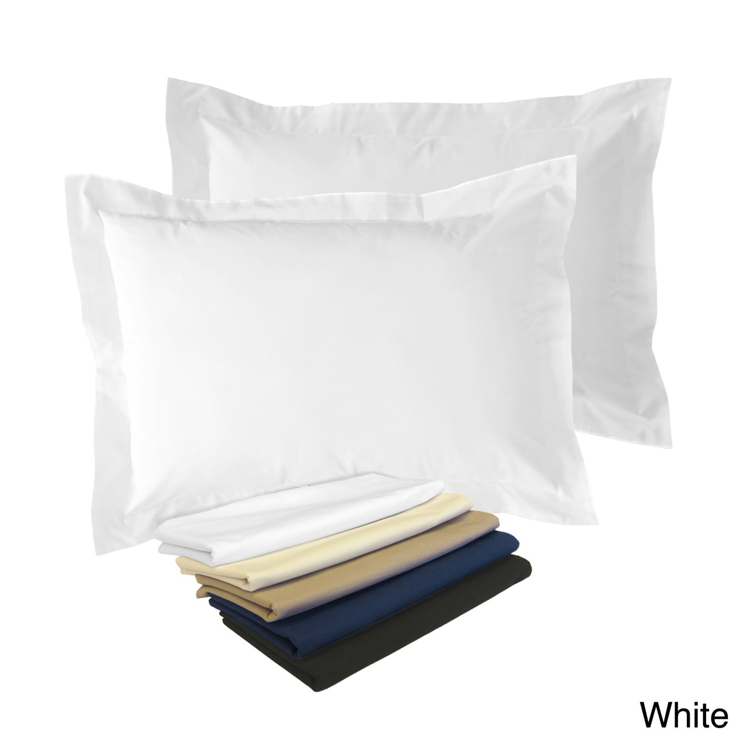 None Cotton Blend Poplin Tailored Decorative Pillow Shams (pack Of 2) White Size King