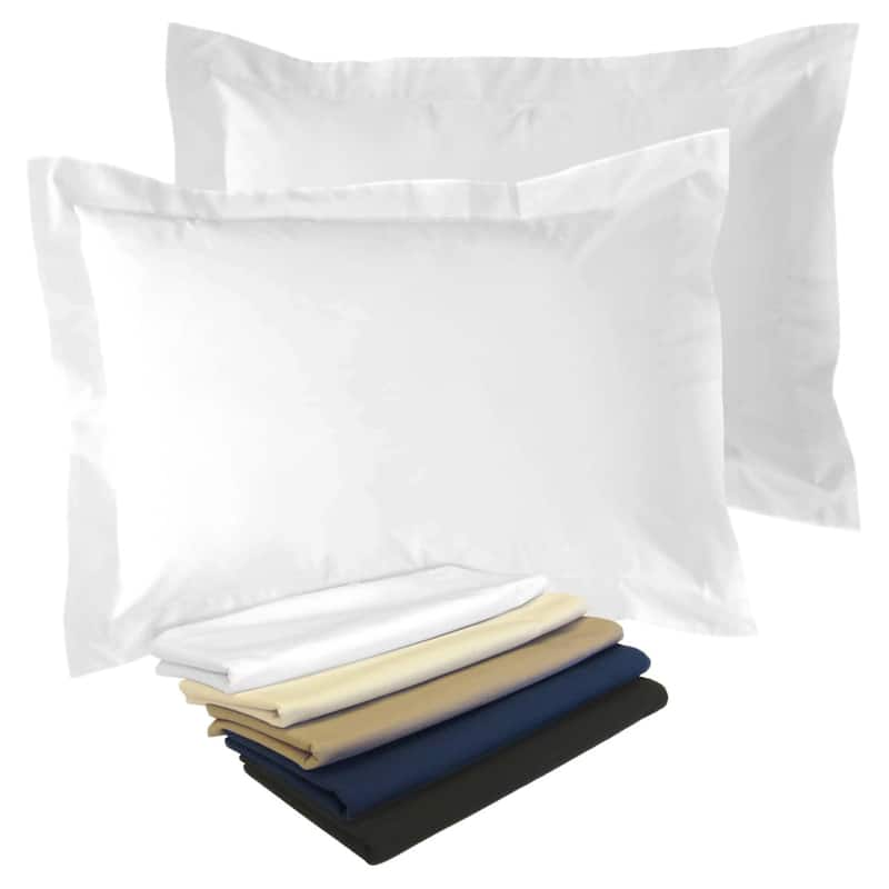 Cotton Blend Poplin Tailored Decorative Pillow Shams (Pack of 2) - Mocha - Standard