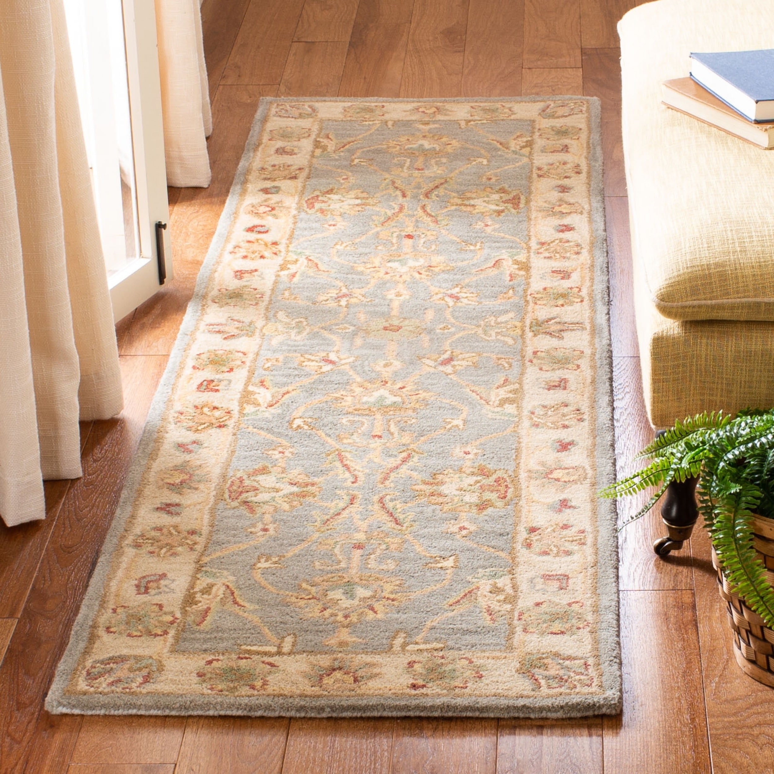 Handmade Heritage Kerman Blue/ Beige Wool Runner (23 X 12)