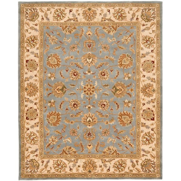 Safavieh Handmade Heritage Traditional Kerman Blue/ Beige Wool Rug - 9'6" x 13'6"