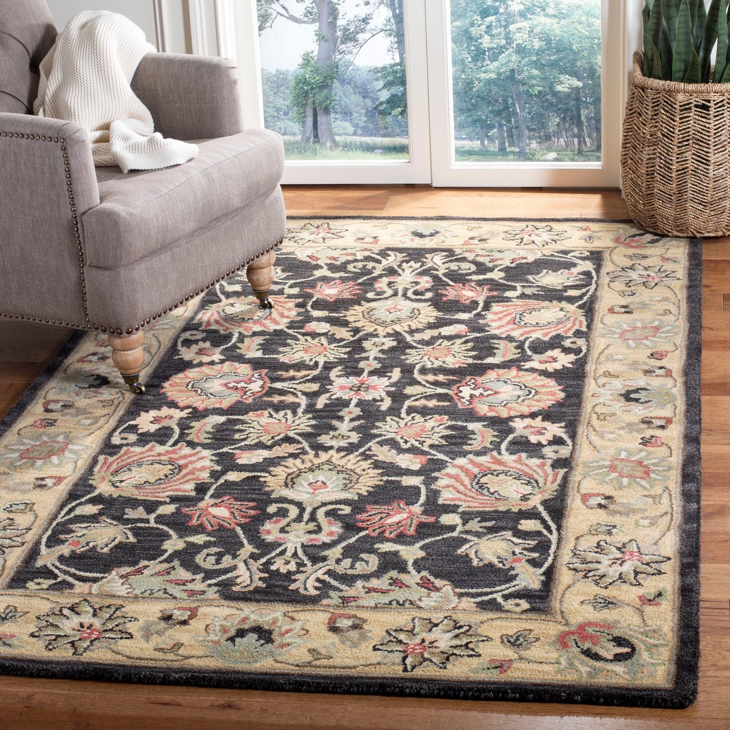 Handmade Heritage Kerman Charcoal/ Gold Wool Rug (2 X 3)