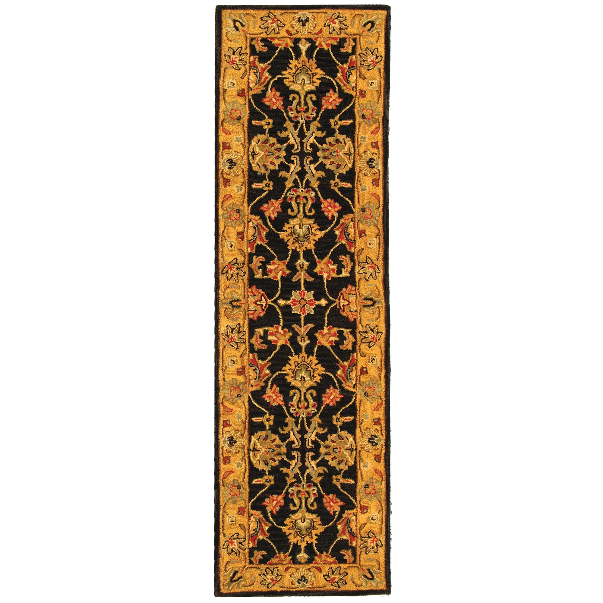 Handmade Heritage Kerman Charcoal/ Gold Wool Runner (23 X 8)