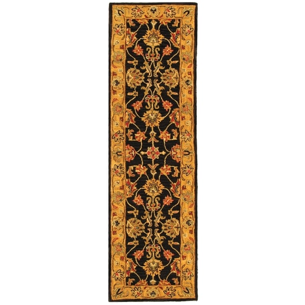 Safavieh Handmade Heritage Traditional Kerman Charcoal/ Gold Wool Runner Rug - 2'3 x 10'