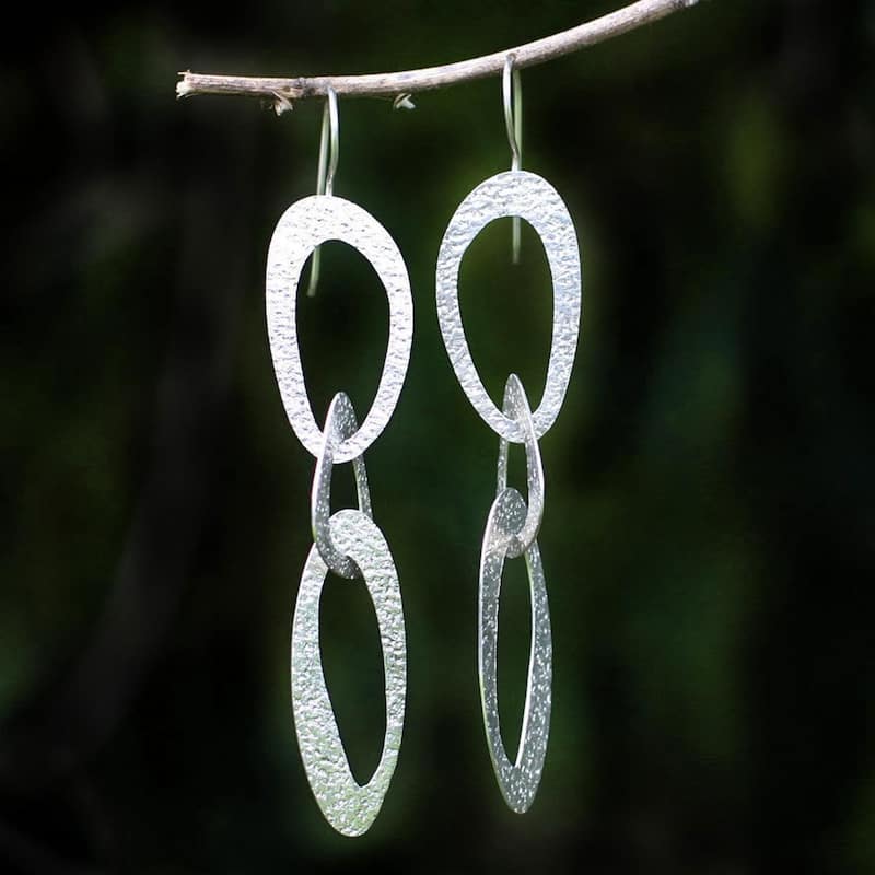 Handmade Sterling Silver Futuristic Earrings (Indonesia)