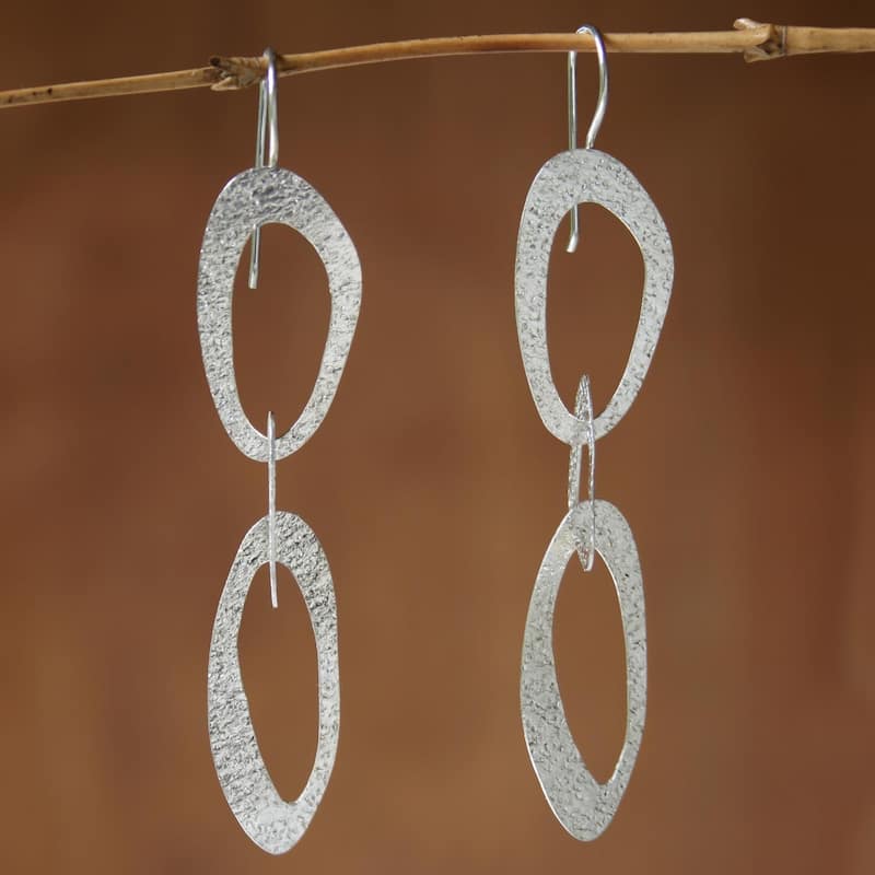Handmade Sterling Silver Futuristic Earrings (Indonesia)