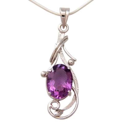 Sterling Silver Amethyst 'Perfect Plum' Necklace - 7'6" x 9'6"
