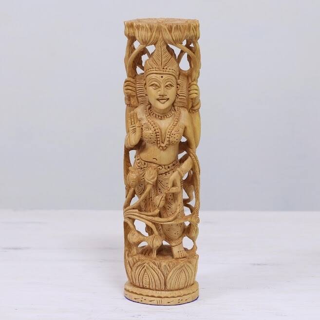 Handmade Lakshmi Goddess of Prosperity Statuette (India) - 2.8" x 10.25"