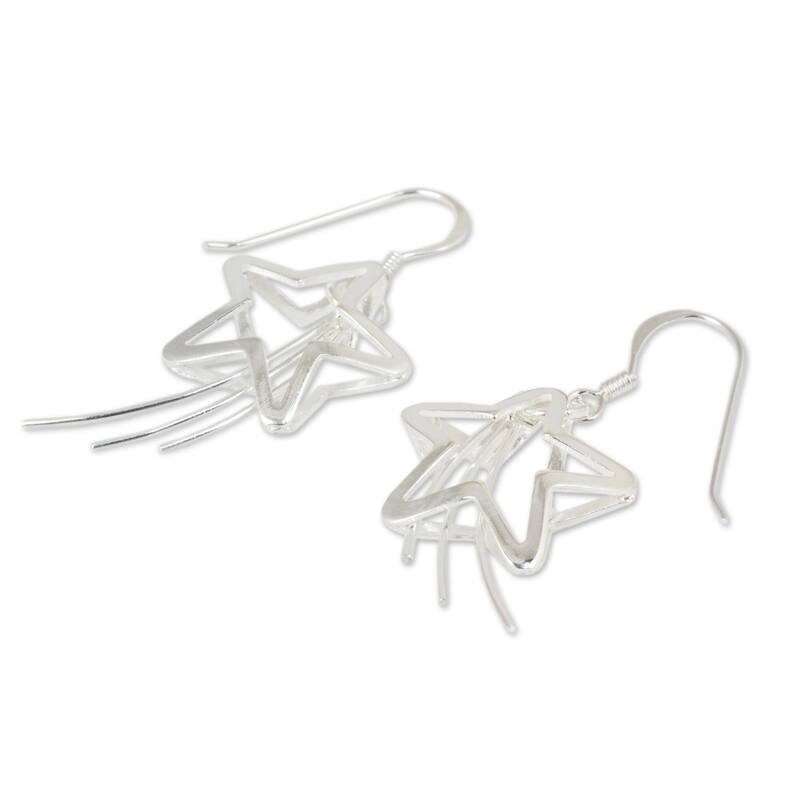 NOVICA Sterling Silver 'Shooting Stars' Earrings