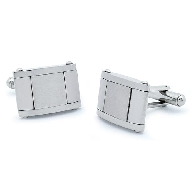 West Coast Jewelry Stainless Steel Classic Satin and Polished Cuff Links West Coast Jewelry Cuff Links