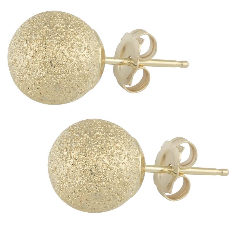 Fremada 14k Yellow Gold 6 mm Laser-cut Ball Earrings
