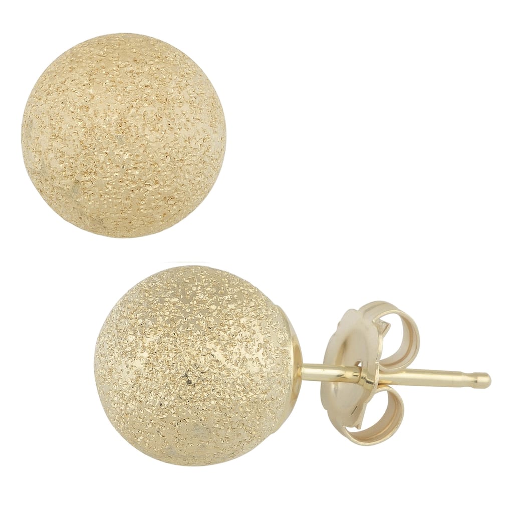 Fremada 14k Yellow Gold 6 mm Laser-cut Ball Earrings