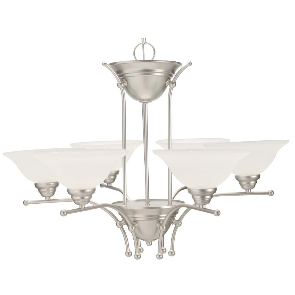 Silver Mist 6 light Alabaster Glass Chandelier