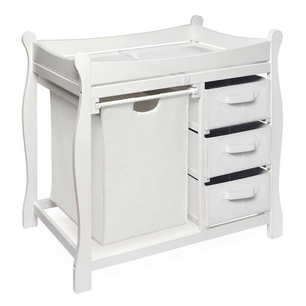 Shop Sleigh Style Baby Changing Table With Hamper And Three