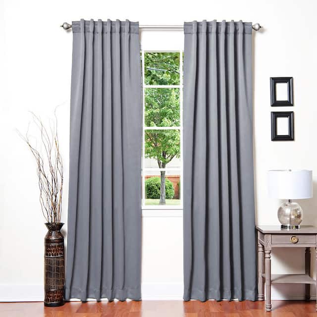 Aurora Home Thermal Rod Pocket 96-inch Blackout Curtain Panel Pair - 52 x 96 - Slate Grey