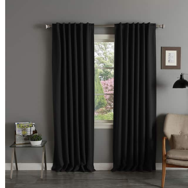 Aurora Home Thermal Rod Pocket 96-inch Blackout Curtain Panel Pair - 52 x 96 - Onyx