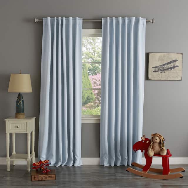 Aurora Home Thermal Rod Pocket 96-inch Blackout Curtain Panel Pair - 52 x 96 - Baby Blue