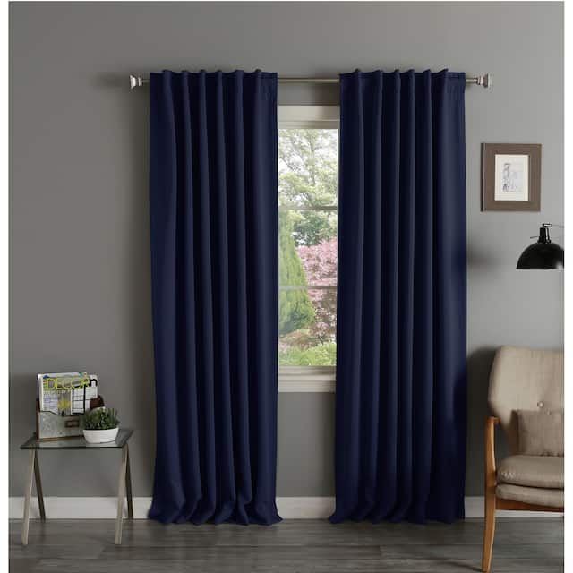 Aurora Home Thermal Rod Pocket 96-inch Blackout Curtain Panel Pair - 52 x 96 - Navy