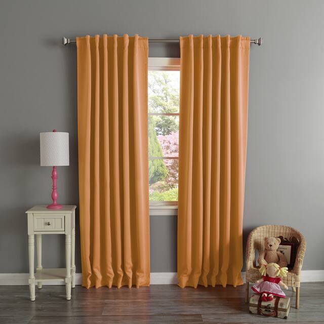 Aurora Home Thermal Rod Pocket 96-inch Blackout Curtain Panel Pair - 52 x 96 - Orange