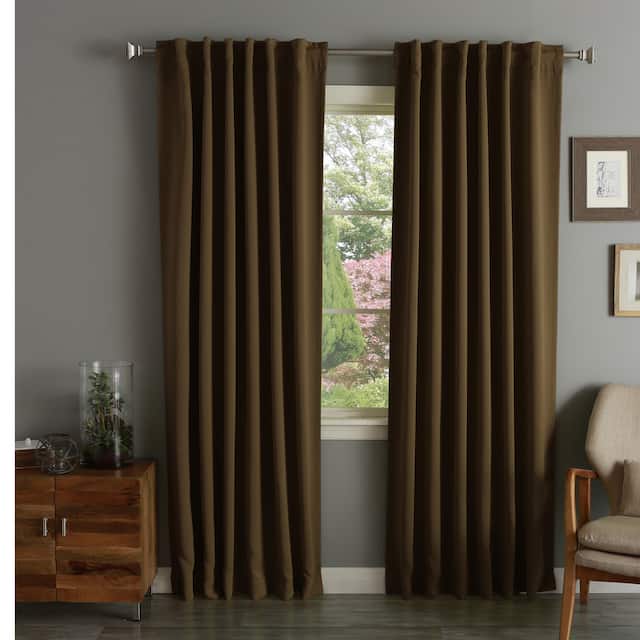 Aurora Home Thermal Rod Pocket 96-inch Blackout Curtain Panel Pair - 52 x 96 - Chocolate