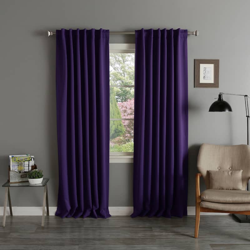 Aurora Home Thermal Rod Pocket 96-inch Blackout Curtain Panel Pair - 52 x 96 - Eggplant
