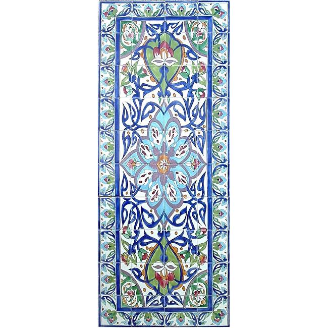 Antique Looking Persian Area Rug Architectural Bahar Design Mosaic 40 Tile Ceramic Wall Mural