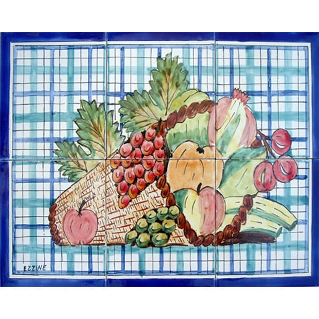 Hand painted Fruit Basket 6 tile Ceramic Wall Mural