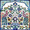 Mosaic 'Antique-looking Peacock' 16-tile Ceramic Wall Mural