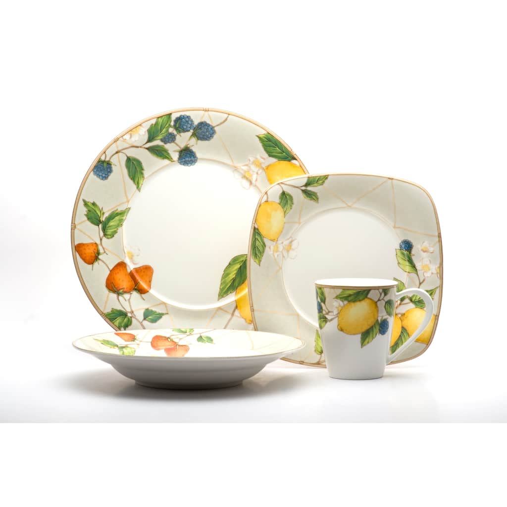 Red Vanilla Fruit Salad 16-piece Dinnerware Set