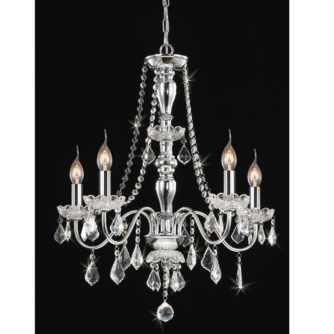 Chrome 5 light Crystal Chandelier