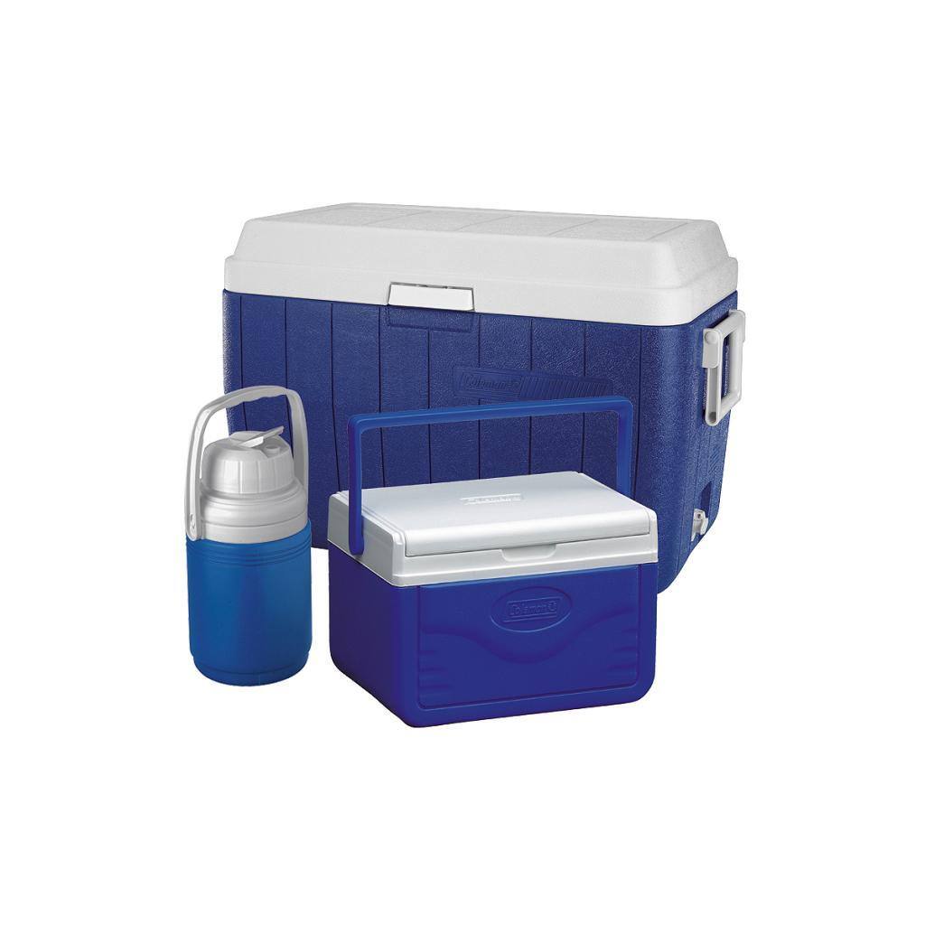 Coleman Three-piece Blue Insulated Cooler Set with Hinged Lids