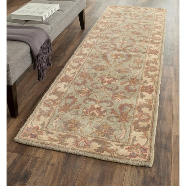 Safavieh Handmade Heritage Timeless Traditional Green/ Gold Wool Runner Rug - 2'3 x 14'