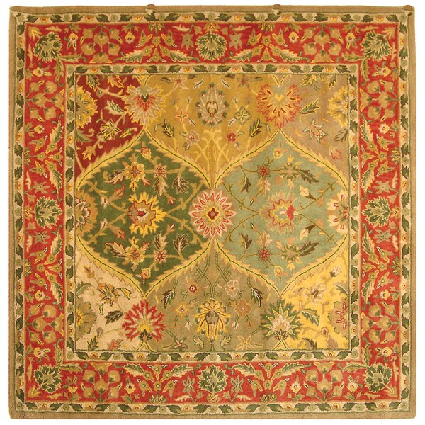 Safavieh Handmade Heritage Traditional Kerman Burgundy Wool Rug - 6' x 6' Square