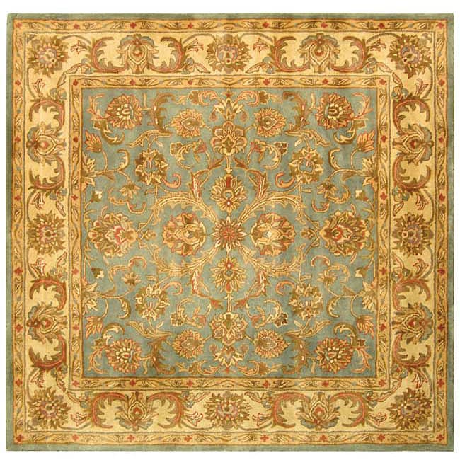 Handmade Heritage Kermansha Blue/ Beige Wool Rug (6 Square) (BluePattern OrientalMeasures 0.625 inch thickTip We recommend the use of a non skid pad to keep the rug in place on smooth surfaces.All rug sizes are approximate. Due to the difference of moni