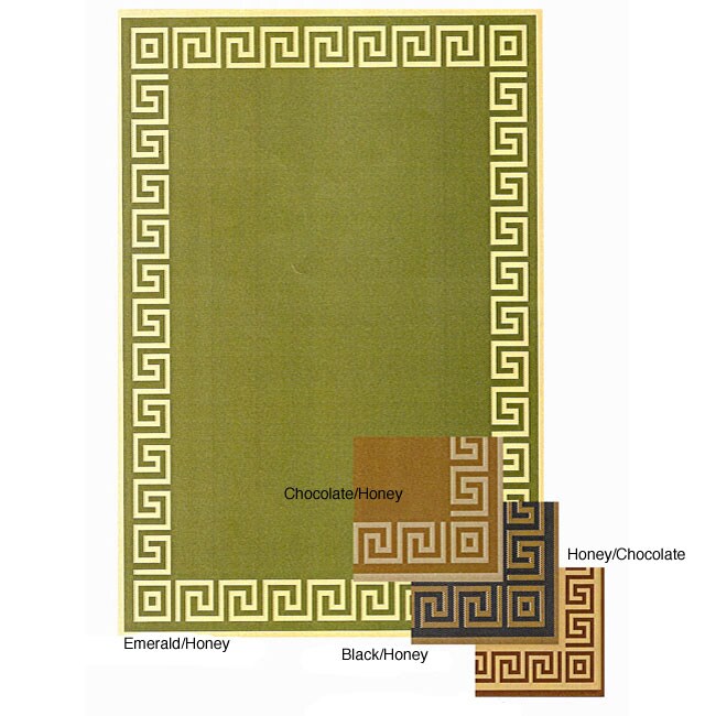 Shop Greek Key Indoor/ Outdoor Area Rug 7'10 x 11'2 Free Shipping