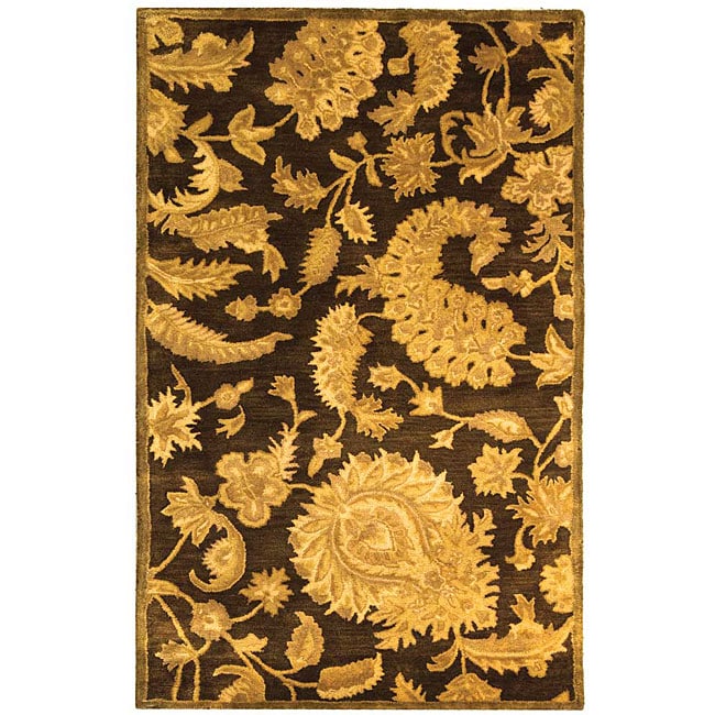 Handmade Classic Paisley Brown Wool Rug (3 X 5)