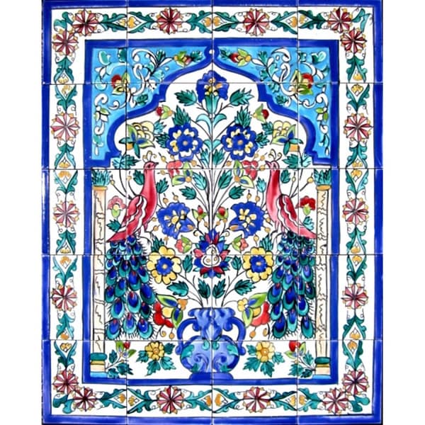 Shop Mosaic Peacock Art 20-tile Ceramic Wall Mural - Free Shipping ...